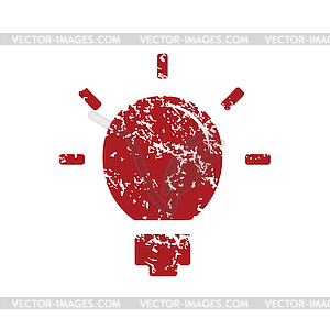 Lightbulb red grunge icon - vector image