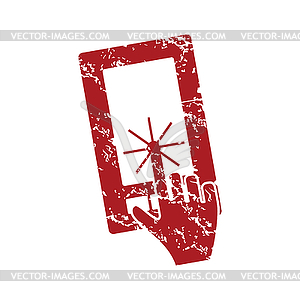 Touching screen red grunge icon - vector clipart