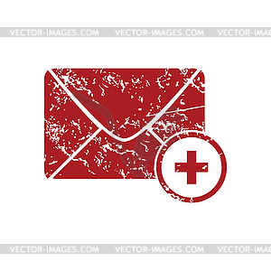 Add letter red grunge icon - vector clip art