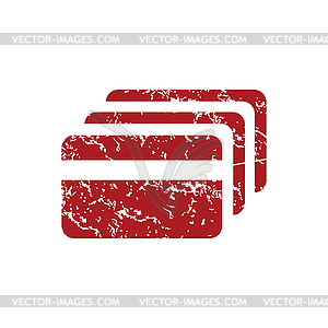 Credit card red grunge icon - vector clipart