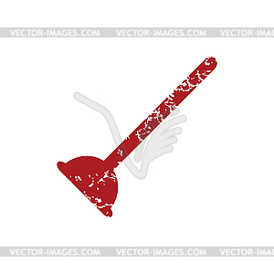 Plunger red grunge icon - royalty-free vector clipart