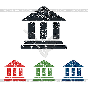 Classical building grunge icon set - vector clipart