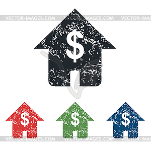 Dollar house grunge icon set - vector clip art