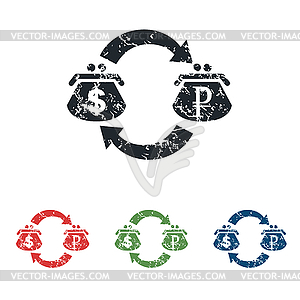 Dollar ruble grunge icon set - color vector clipart