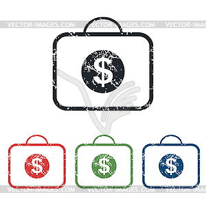 Dollar case grunge icon set - vector image