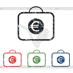 Euro case grunge icon set - vector clipart