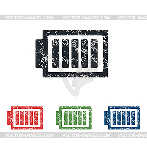 Charged battery grunge icon set - vector image
