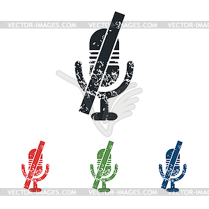 Muted microphone grunge icon set - vector clipart