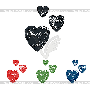 Love grunge icon set - vector clipart / vector image