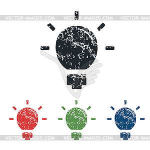 Lightbulb grunge icon set - color vector clipart