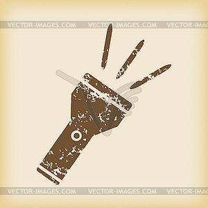 Grungy flashlight icon - vector image