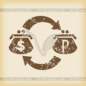 Grungy dollar-ruble exchange icon - vector image