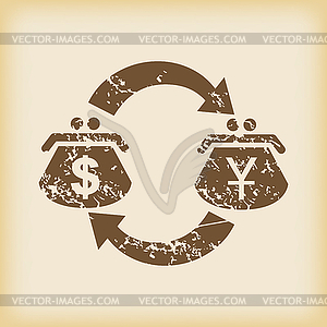 Grungy dollar-yen exchange icon - vector clipart