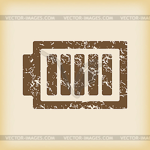 Grungy charged battery icon - vector clipart / vector image