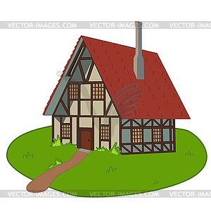 House on lawn - vector clipart