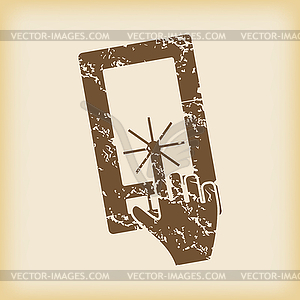 Grungy touching screen icon - vector clipart