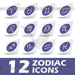 Zodiac icons sticker set - vector clip art