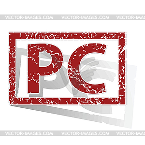 PC outlined stamp - vector clipart