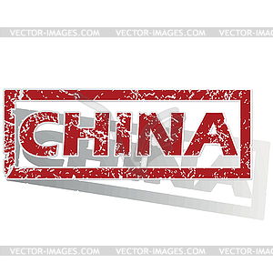 China outlined stamp - vector clipart