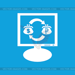 Dollar-ruble exchange monitor icon - vector clipart