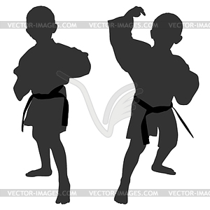 Silhouettes of two little boys - vector EPS clipart