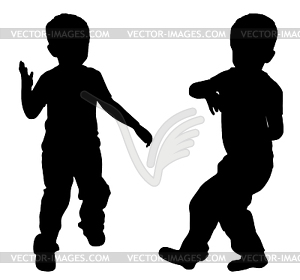 Silhouettes of two little boys - royalty-free vector clipart