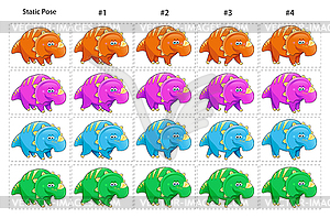 Анимация из четырех смешно динозавров ходьбе - клипарт