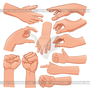 Set of several hands - vector clip art