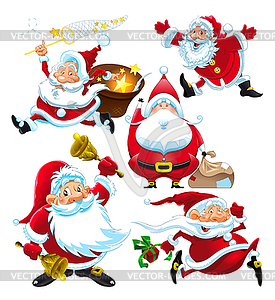 Set of funny Santa Claus - vector clip art