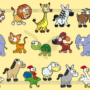 Group of animals with background - royalty-free vector clipart