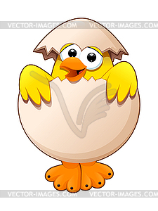 Funny chick in egg - vector clip art