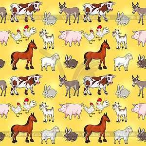 Funny farm animals with background - vector clipart