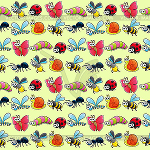 Funny insects with background - vector clipart