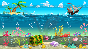 Funny scene under sea - vector clipart