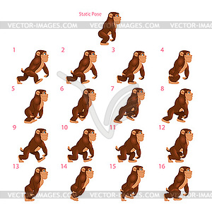 Animation of gorilla walking - vector clip art