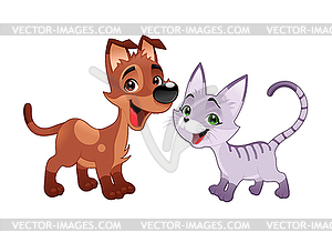 Прекрасные кошки и собаки - стоковый векторный клипарт