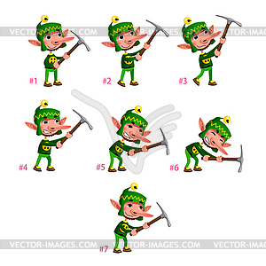 Animation of Dwarf digging - vector clipart