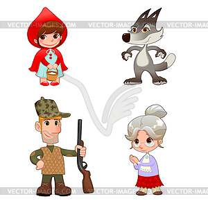 Little Red Hiding Hood`s characters - vector clip art