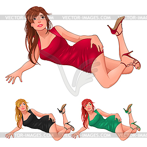 Three kind of ladies - vector clip art