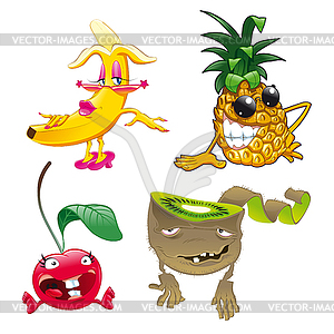 Family of funny fruits - color vector clipart