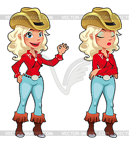 Cowgirl expressions - vector clipart