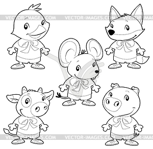 Cute animal family - vector image