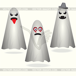 Set of ghosts Halloween decorate - color vector clipart