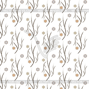 Seamless branch with floral pattern background - royalty-free vector clipart