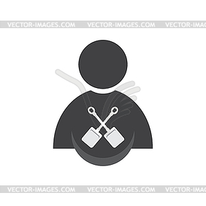 People with shovel icon - vector clipart