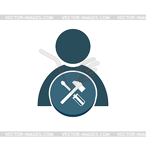 People with hammer and screwdriver icon - vector clipart / vector image