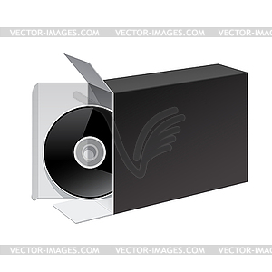 Black Glossy Package Box With DVD Disk - vector clip art