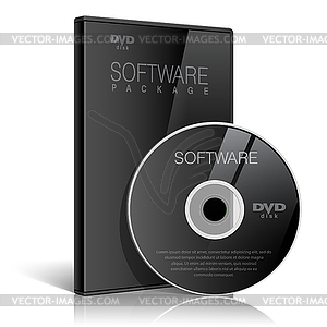 Realistic Black Case for DVD Or CD Disk - vector image