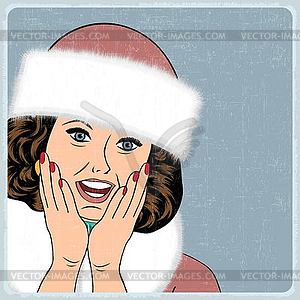 Elegant young and happy woman in winter, retro - vector clipart