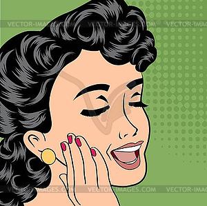 Pop art cute retro woman in comics style - vector image